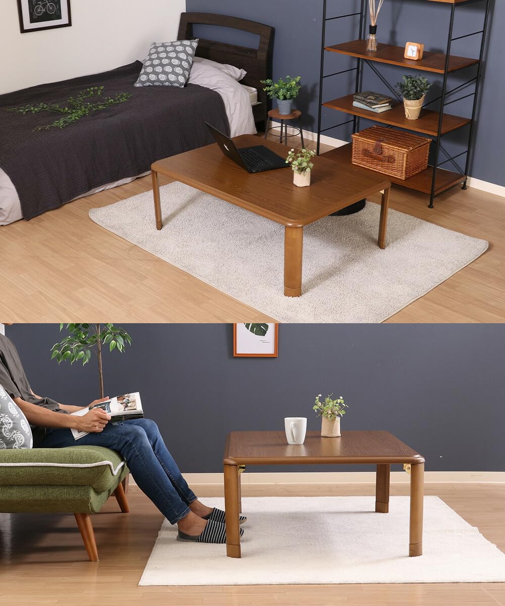 座卓（脚折りたたみ式） 縦:105cm 横:75cm 高さ:32cm 座卓 折りたたみ 幅90cm 継ぎ脚 継脚 高さ調節 折りたたみ