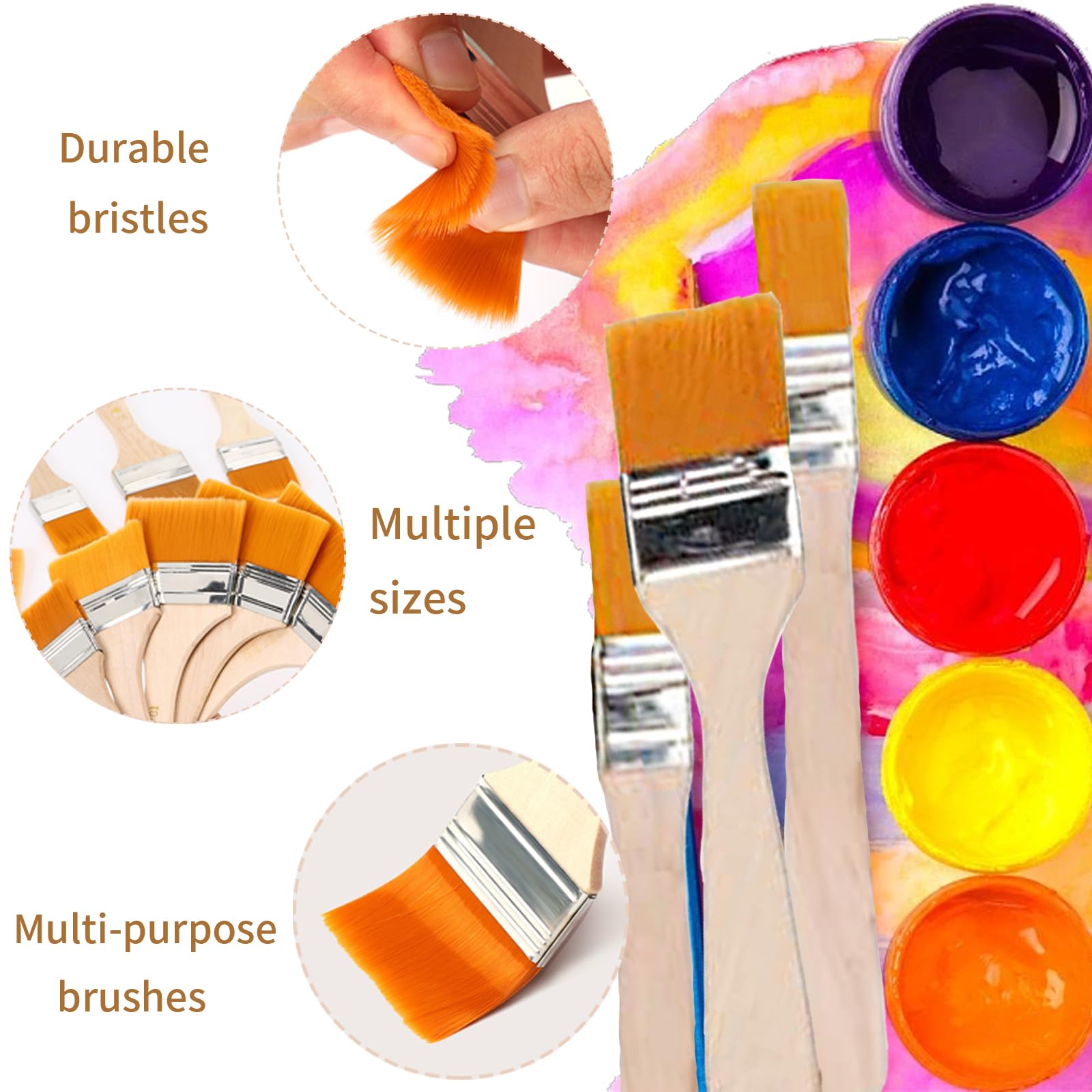 Set 12 Pennelli Piatti Per Pittura - Ideali Per Acquerelli, Acrilico E Vernici