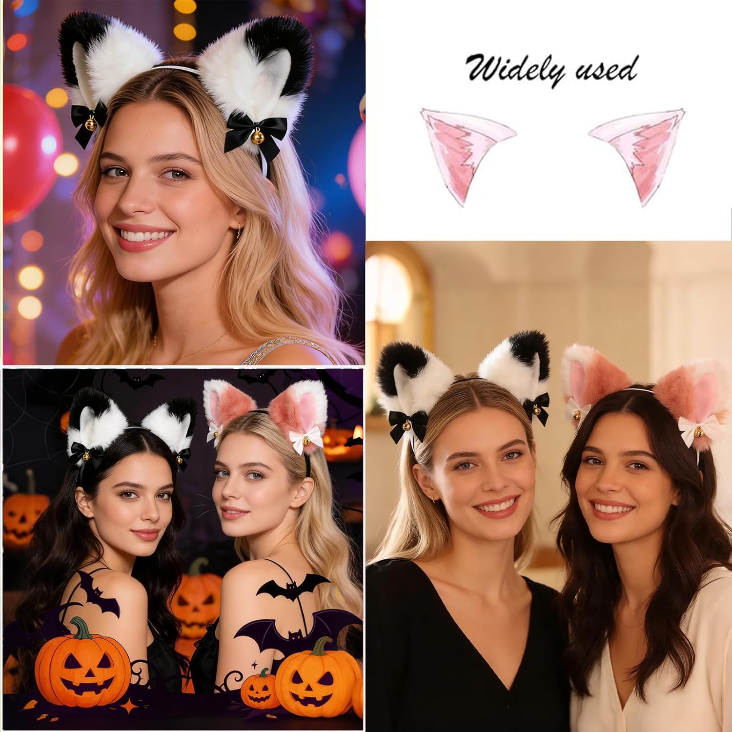 Cat Ears Headband Cosplay Girl Plush Furry Neko Ears Cosplay Costume Party Headbands for Women Bestie Sister image 4
