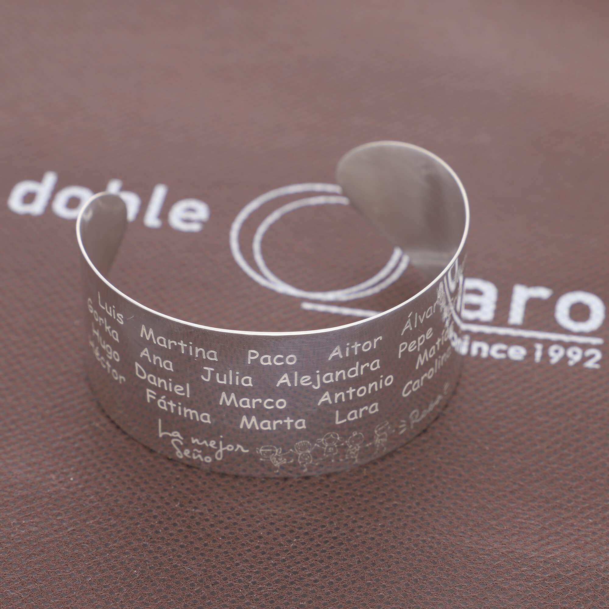 Pulsera de Plata de Ley 925/1000 para Profesoras con Cadena Rolo de 19cm - Regalo Artesanal de Fin de Curso - Hecho en España para la Profesora (Brazalete Teacher)