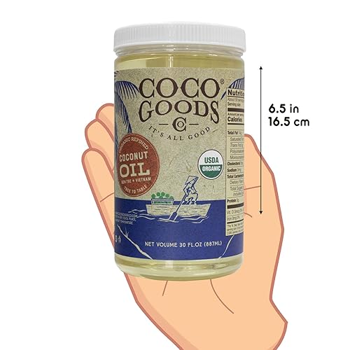 Miniatura 8 de CocoGoodsCo Aceite de coco refinado orgánico de origen único de Vietnam (30 onzas líquidas), sin gluten, sin OMG, sin colesterol, ideal para cocinar