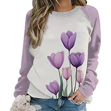 Floral Print Sweatshirt for Women Fall Fashion Long Sleeve Pullover Tops Casual Flower Graphic Sweat Shirt