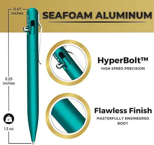 Miniatura 2 de BASTION Bolígrafo de acción de perno de aluminio con estuche de regalo, de metal ligero ejecutivo de lujo, recargable con tinta de bolsillo de