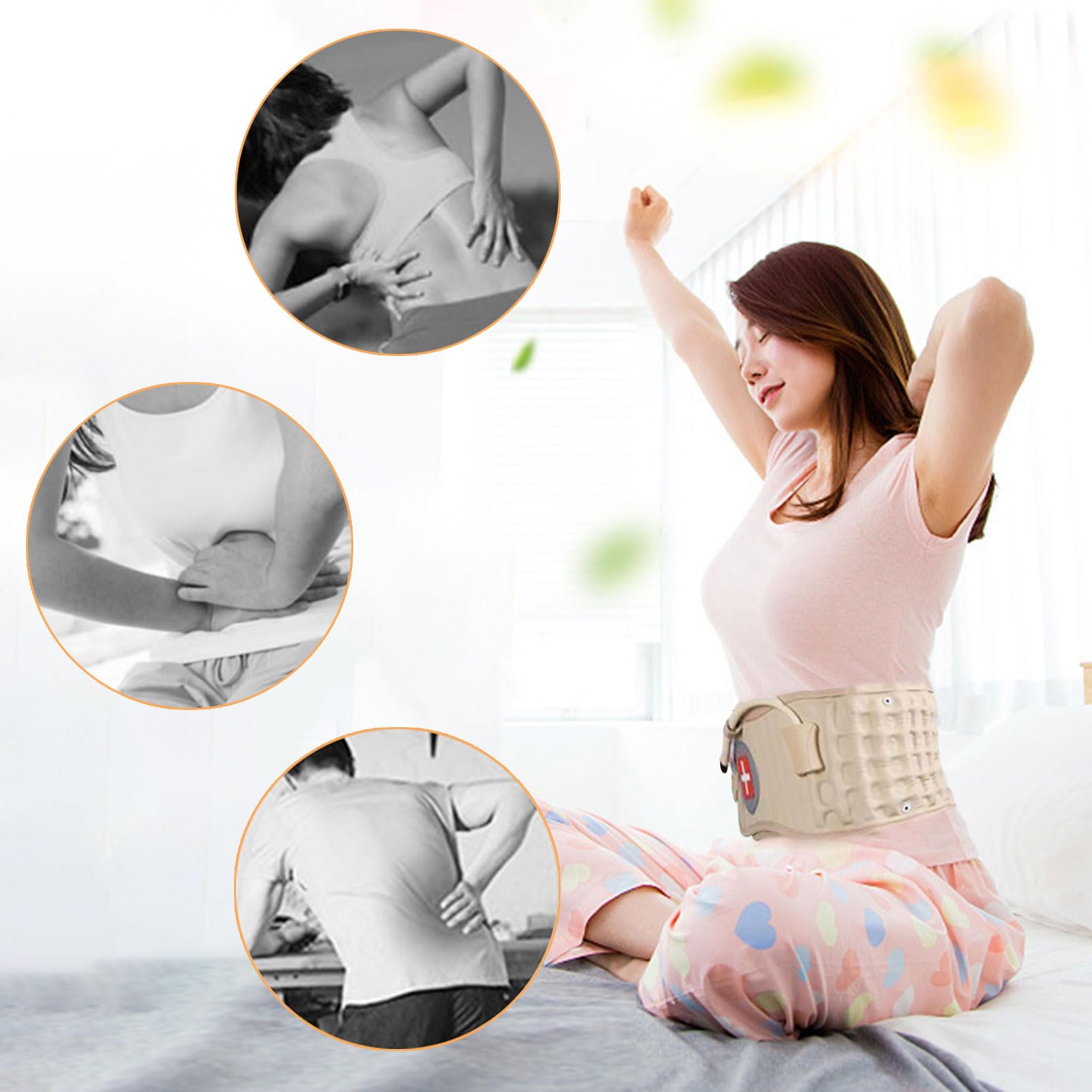 Cinturón de Espalda de Descompresión Física,Faja Lumbar para Uso terapéutico para Dolor Espalda y Alivio del estrés Muscular Espalda (1 Pieza - Beige)