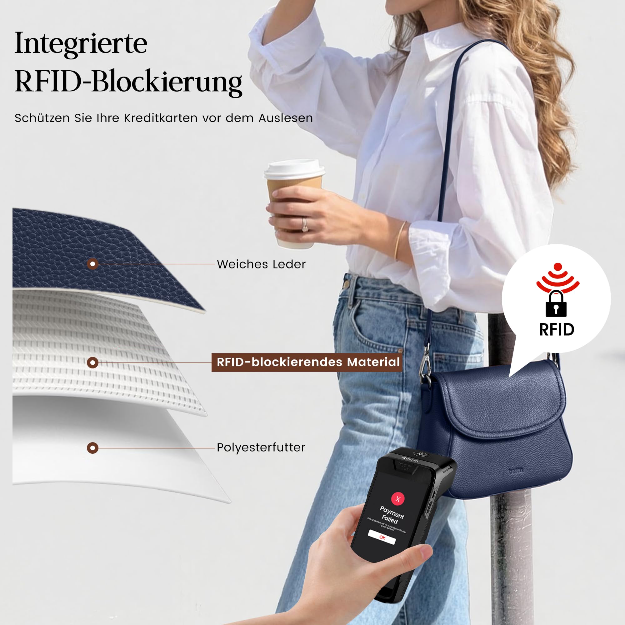 befen Echtleder Umhängetasche Damen Mittelgroß Handtasche RFID-Blockierung | Leder Crossbody Bag Klein Schultertaschen für Frauen Saddle Bag mit Verstellbar Schultergurt