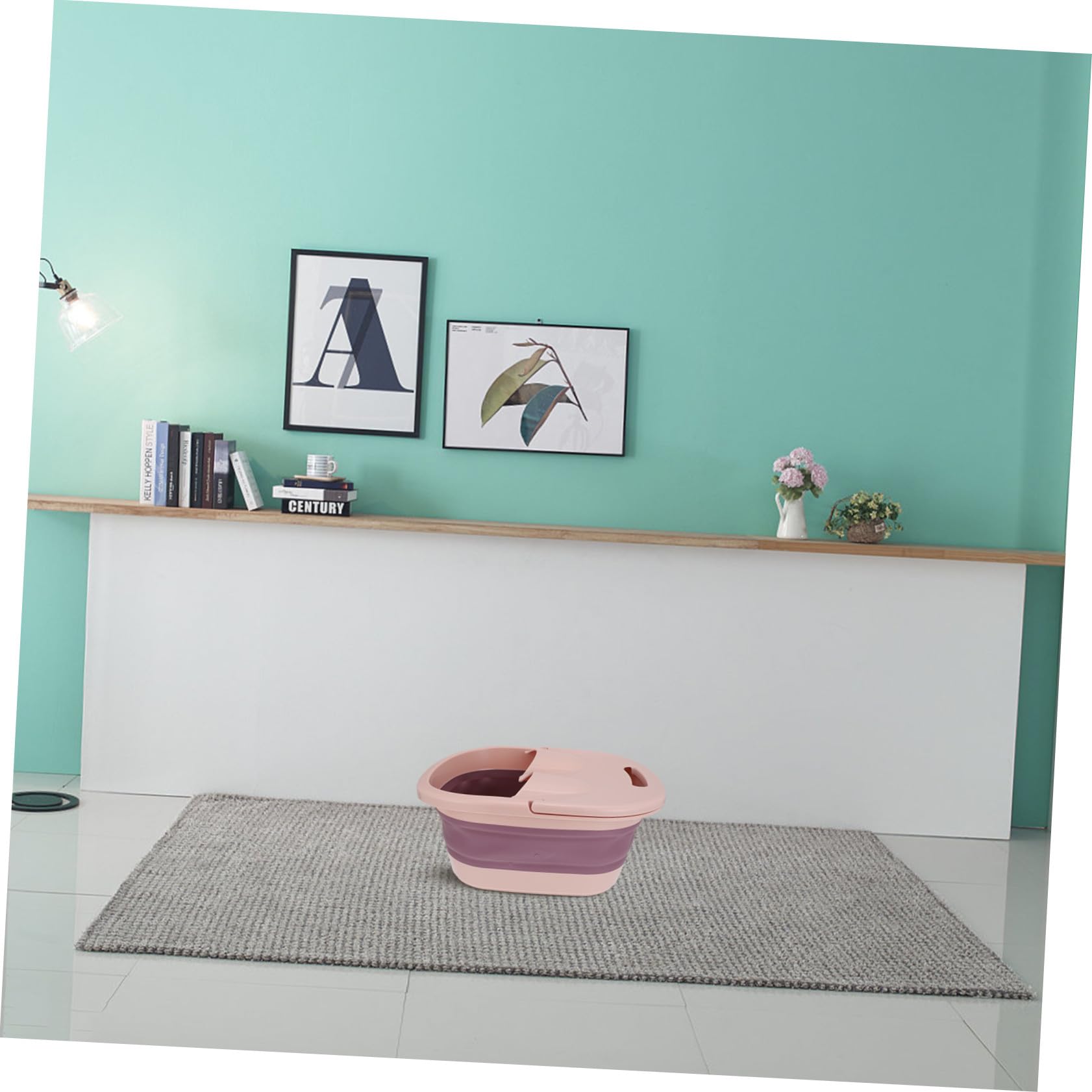 Lavabo para Pies Plegable para Hogar y Viaje, Cubeta Rosa