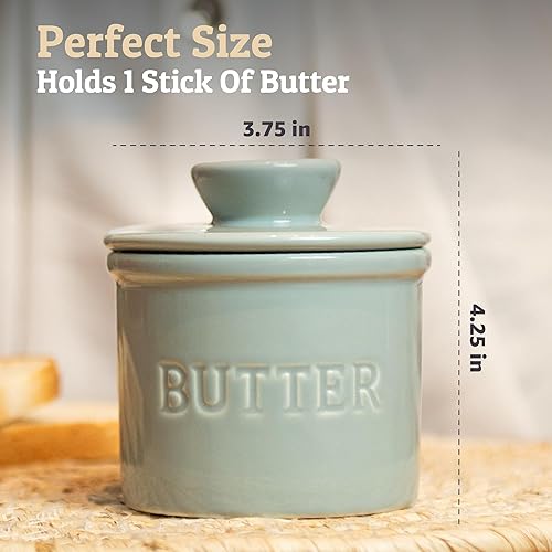 Miniatura 5 de PriorityChef - Mantequilla francesa con tapa, mantequilla untable bajo demanda, manteca de cerámica para dejar en la encimera con línea de agua,