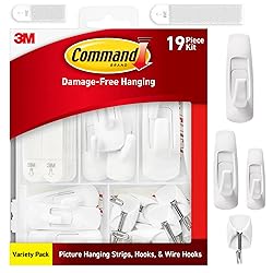 Command Variety Pack, Including 10 Pairs of Picture Hanging Strips, 6 Wire Hooks and 8 Utility Hooks for Hanging, Organization and Storage, Damage-Free Hanging Up to 19 Items, 1 Kit