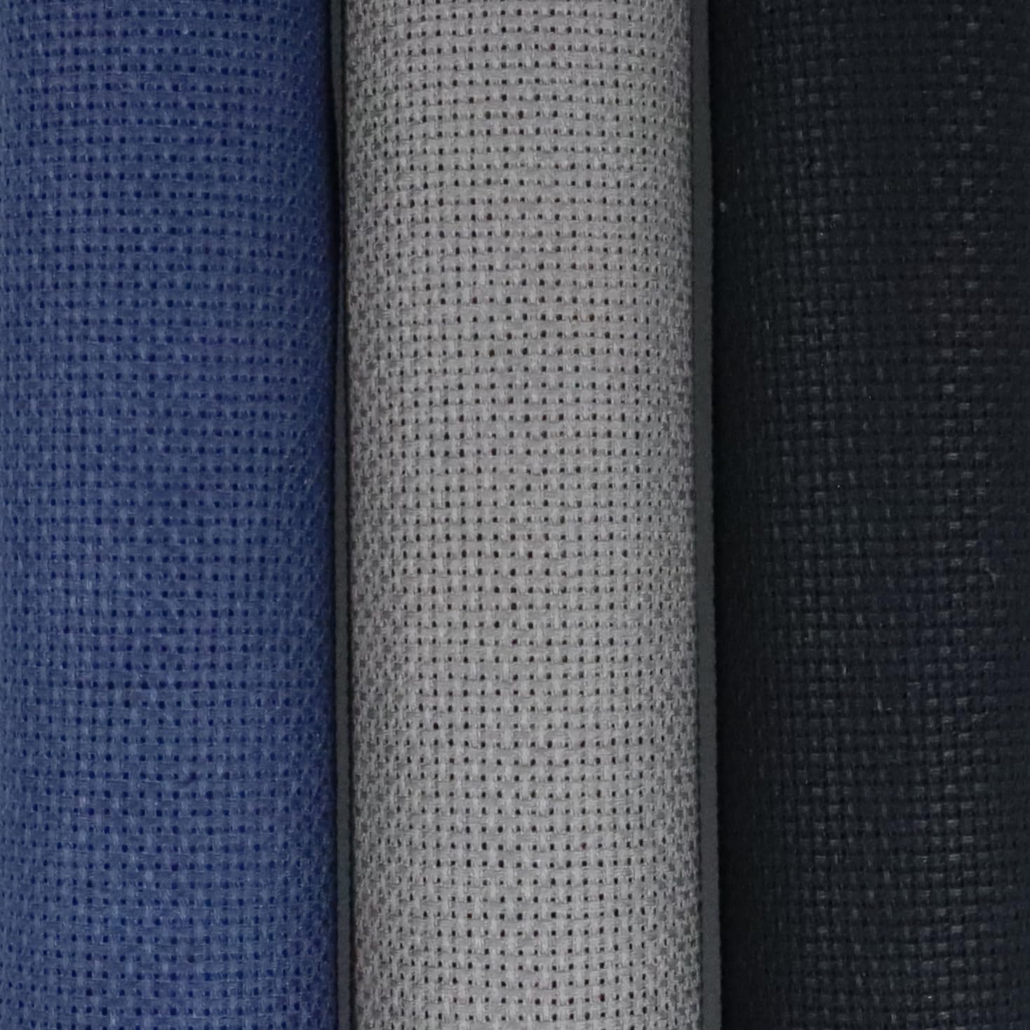 KCS 3 pc of 15" x 18"(38cmx45cm) 18 Count Cross Stitch Cotton Aida Cloth Needlework Rolled Fabric Box,18CT,Navy Blue+Dark Grey+Black
