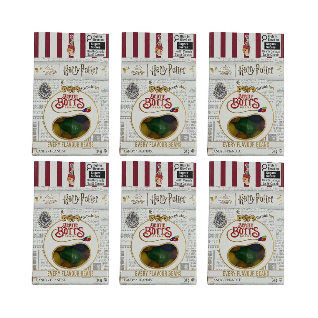 Harry Potter Bertie Botts Every Flavor Beans, 1.2oz boxes ~ 6 Pack