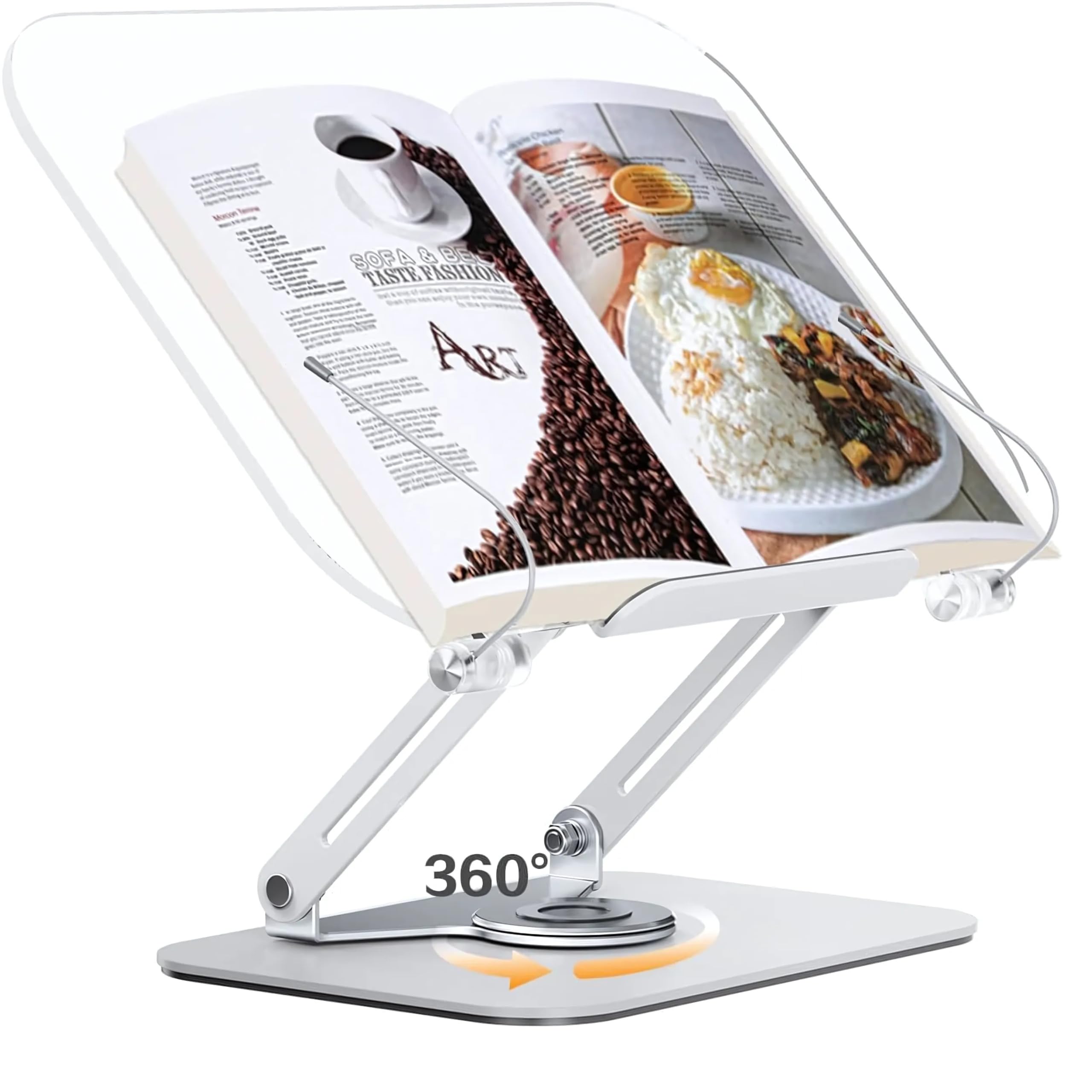 Sunchhaya Acrylic Book Stand for Reading, Writing, Painting and Used As Laptop Stand for Desk, 360 Degree Rotatable Acrylic Book Reading Stand Adjustable Height-Angle (R15)