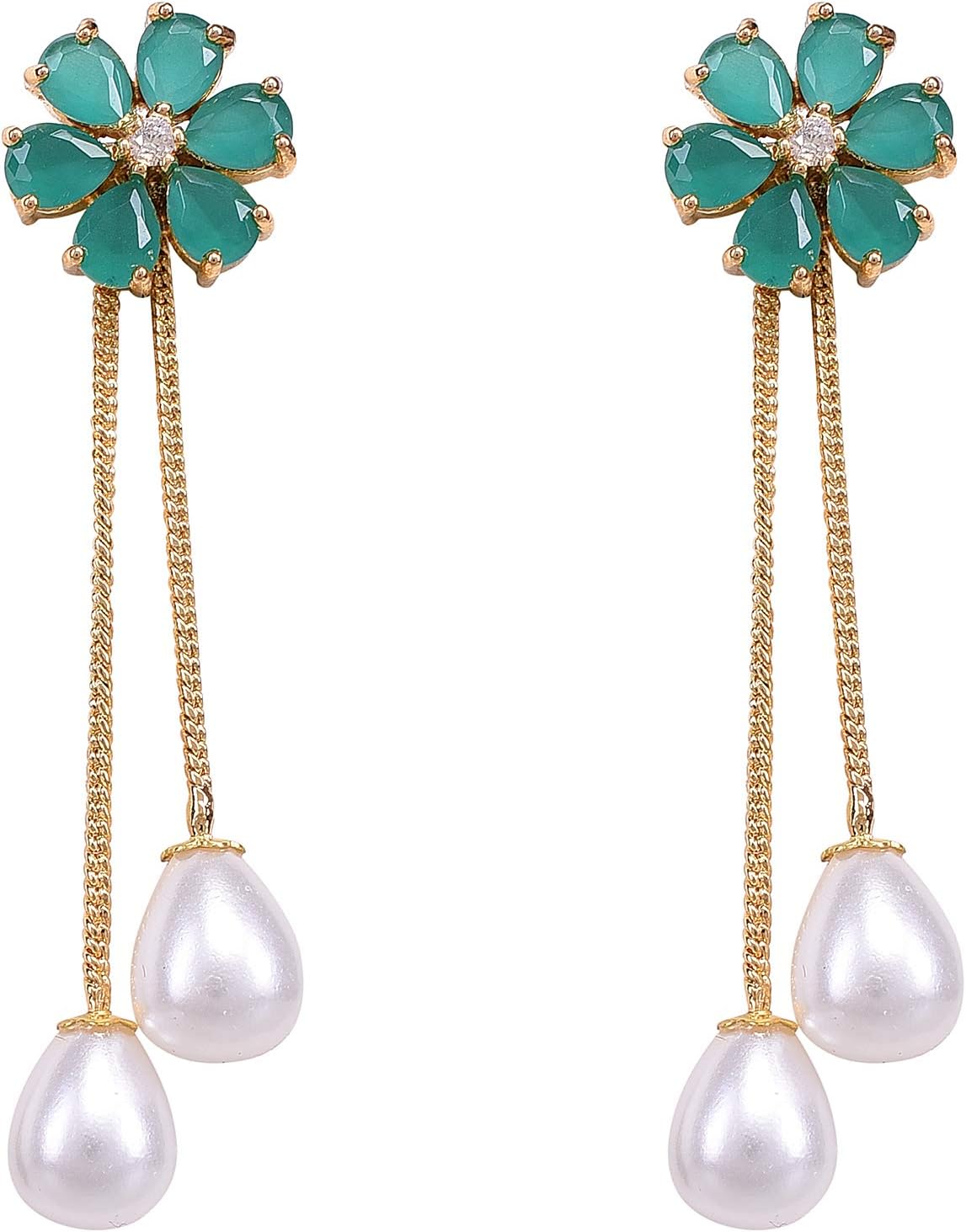Womens Brass Gold Plated Cubic Zirconia Earrings For Women