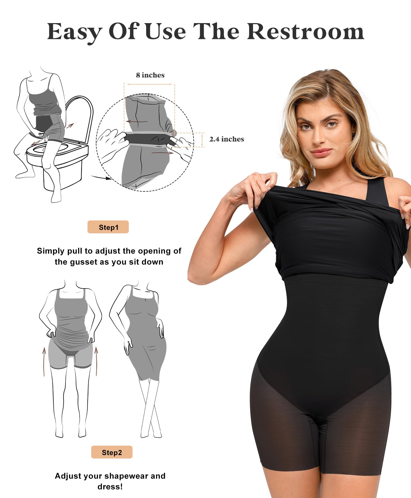 Popilush Mini Dresses for Women U-Neck Shapewear Tummy Control Bodycon Ruched Dress Party Club Date Night Going Out: X-Small Black