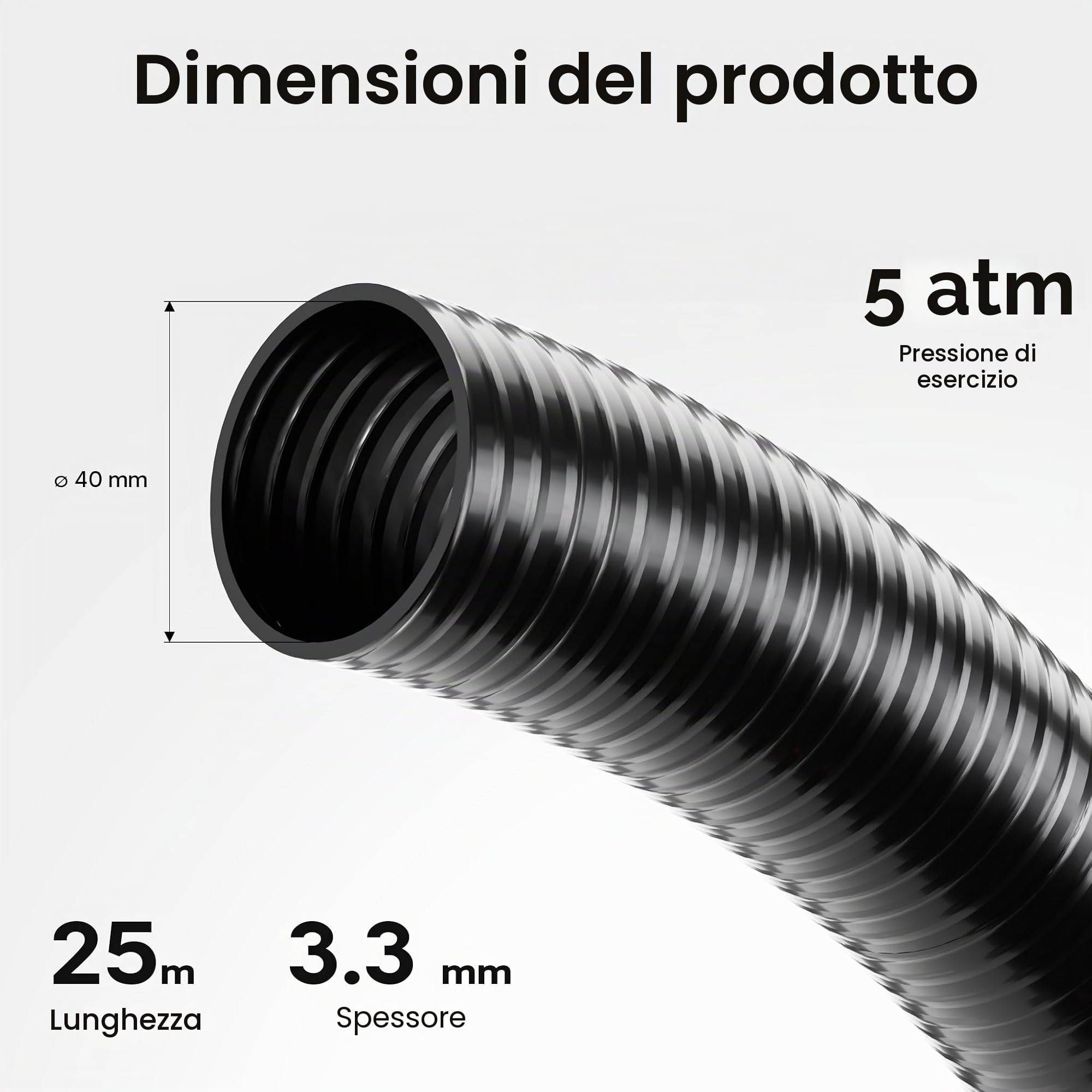 Luisiana OM/I 25m Tubo flessibile Laghetto D40mm 470g/m pompa acqua
