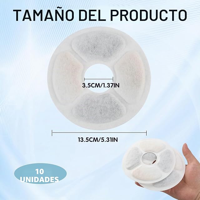 Foto 2 de 7 de 10 Filtros para Fuente de Agua para Gatos - Filtros de Carbón Activo y Resina - Agua Limpia y Fresca
