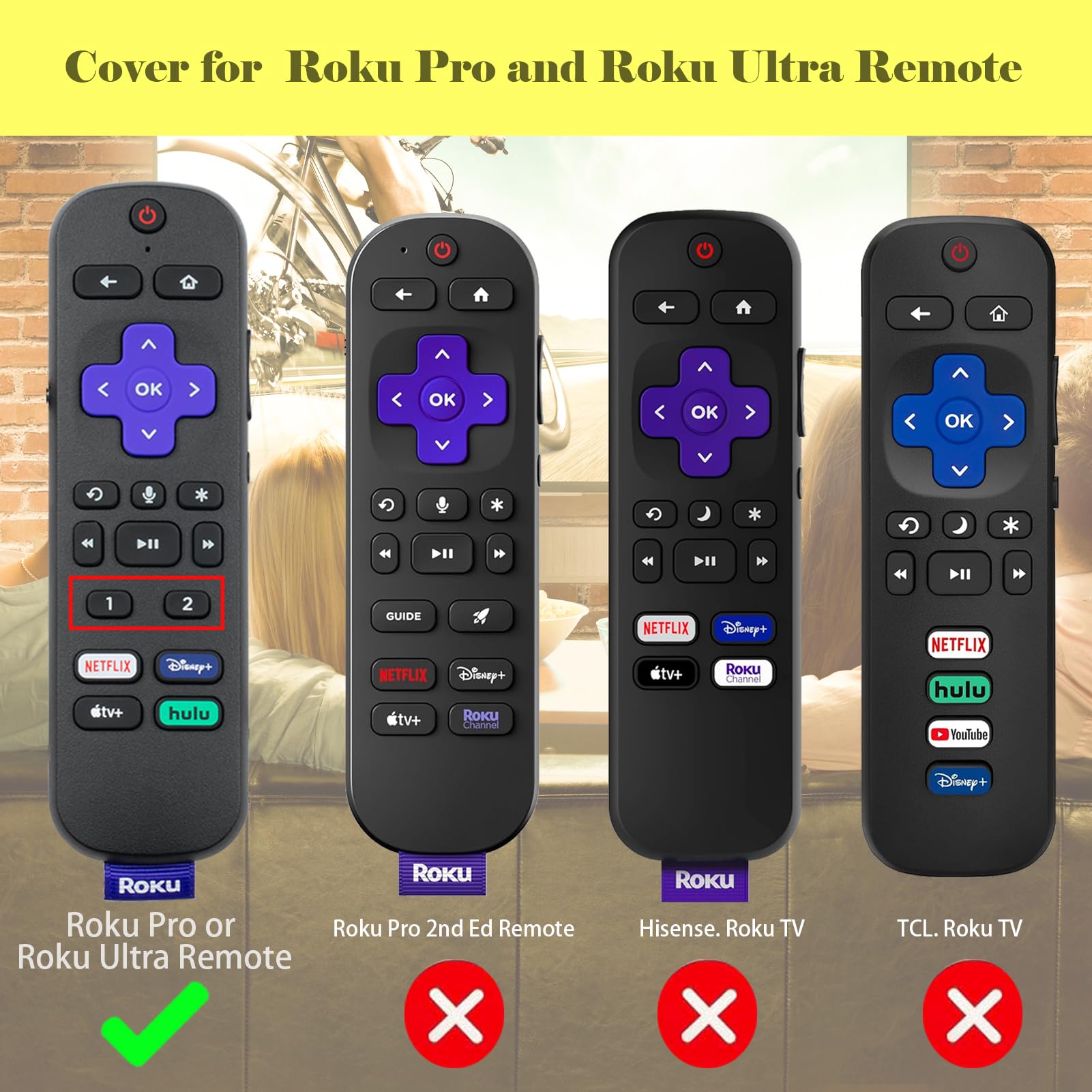 Custodia per Roku Voice Remote Pro, Cover per Roku Cuffia Telecomando Ricaricabile In Silicone Sleeve Skin con Cordino Glow al buio