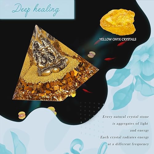 Miniatura 6 de FENGSHUI-CAISHEN Estatuas de Ganesha en pirámide de organita de cristal curativo, estatua de Ganesh, ídolo de Ganesha, figura de Ganapati Ganesh,