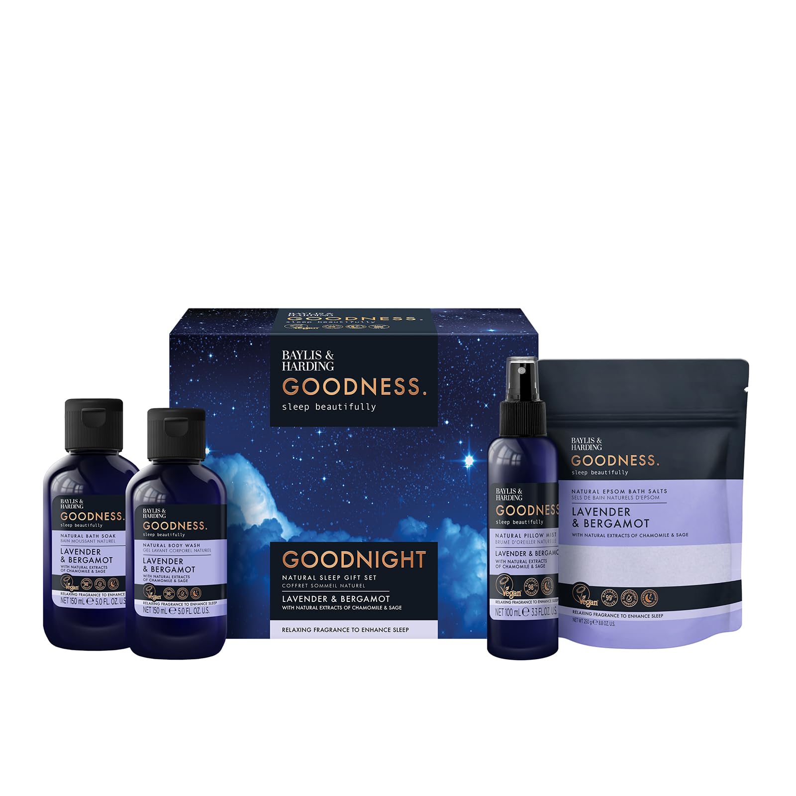 Baylis & Harding Goodness Sleep Lavender & Bergamot Goodnight Gift Set - Vegan Friendly (Pack of 1)