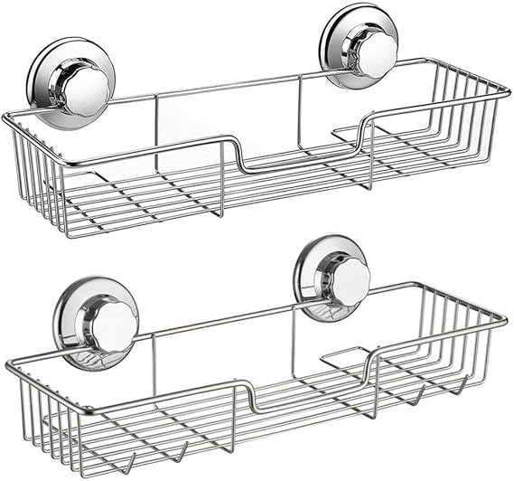SANNO Suction Cup Shower Caddy with Hooks,Powerful Suction