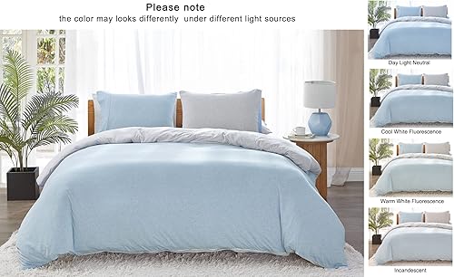 Miniatura 10 de Dream Sunset - Juego de funda de edredón de punto de jersey de algodón suave, tamaño individualindividual XL, marrón beige jaspeado, súper suave y