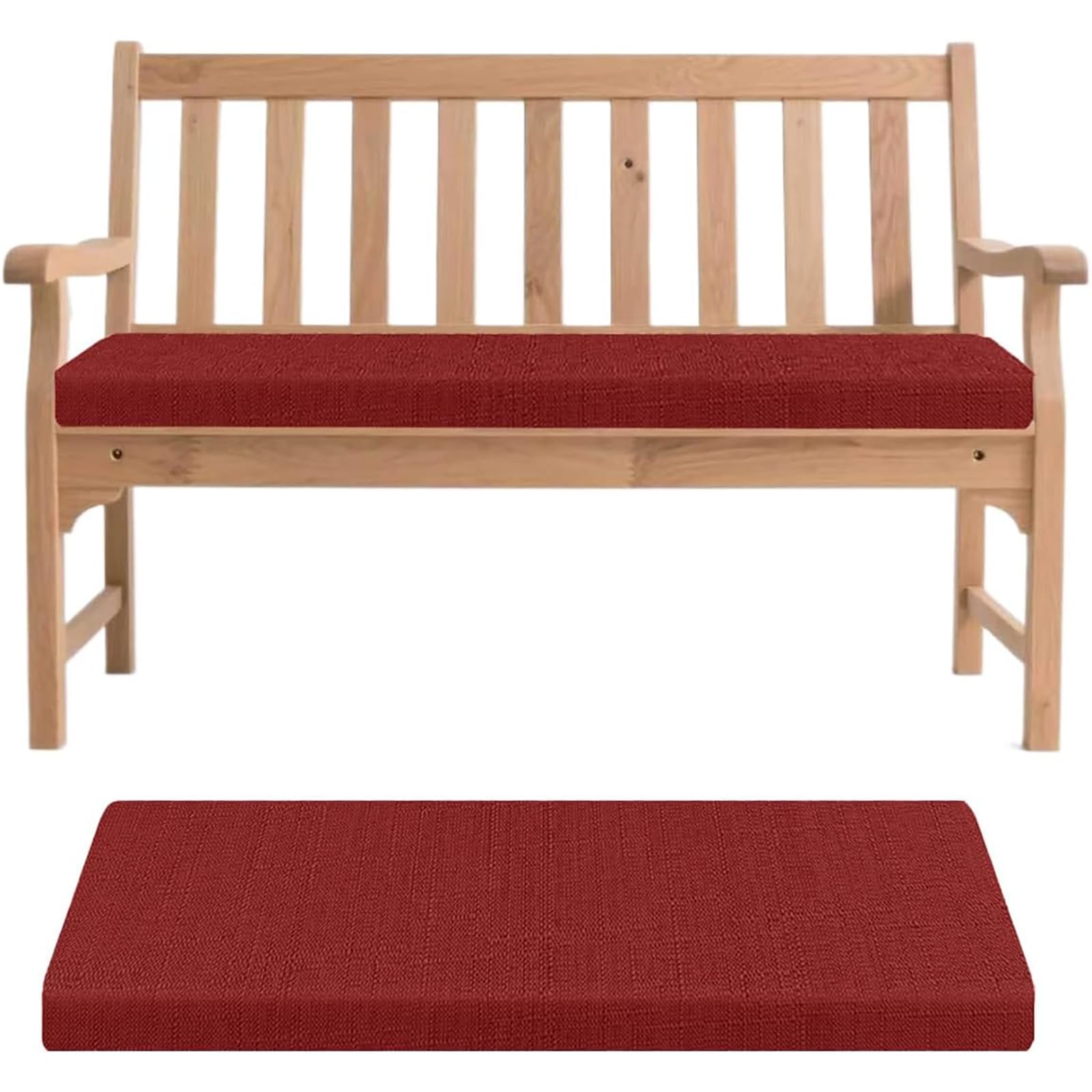 Generisch Bankauflage- Abnehmbarem Sitzkissen Banks, rutschfeste Gartenbank Auflage Waschbar Sitzauflage für Innen Outdoor Fensterbank Couch ban k Eckbank Auflagen,Rot,160x50x5cm