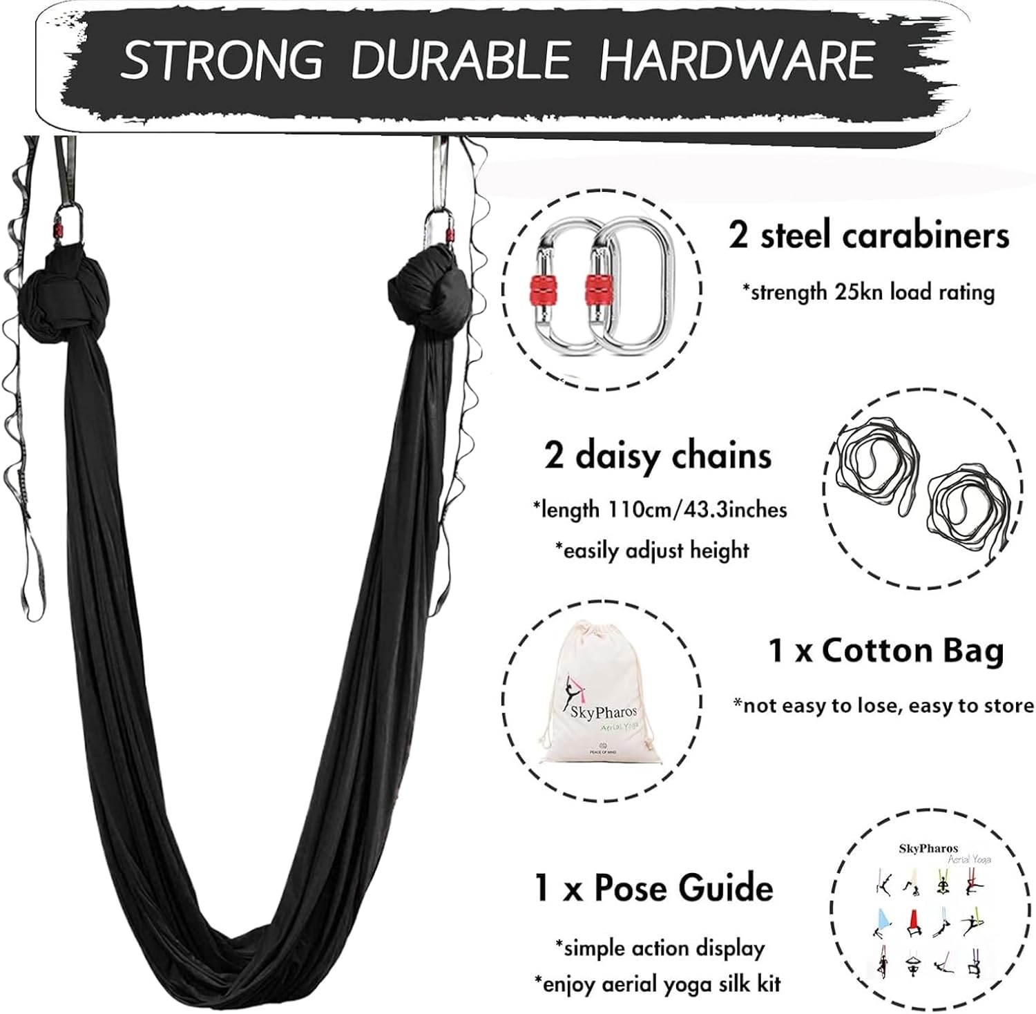 Yoga Swing - Stretch Professional Portable, Aerial Silks Fitness Equipment, Durable Support Hammock, Core Strength Enhancer, High-Performance Training Gear, Gym Accessory for Adults