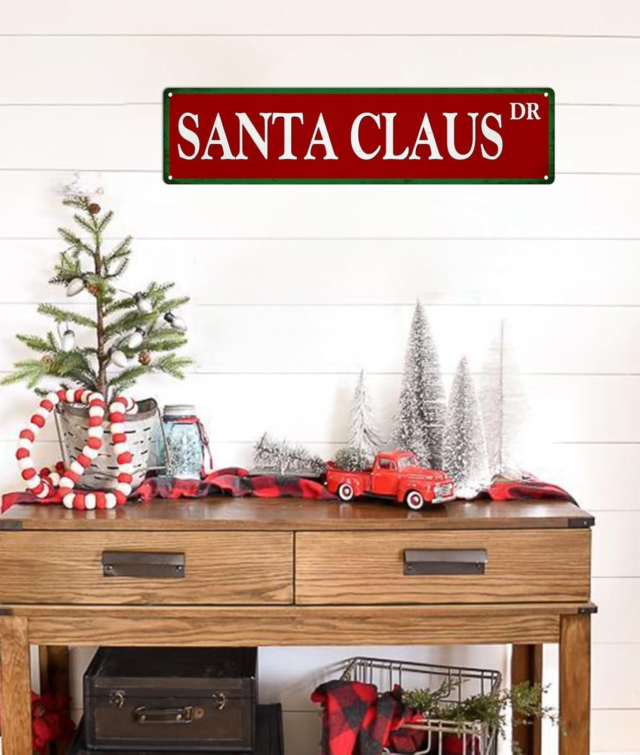 Santa Claus Metal Tin Sign Vintage Funny Christmas Sign for Cafe Home Bar Farmhouse Outdoor Indoor Christmas Art Wall Decoration Retro Poster 4x16 Inch image 4