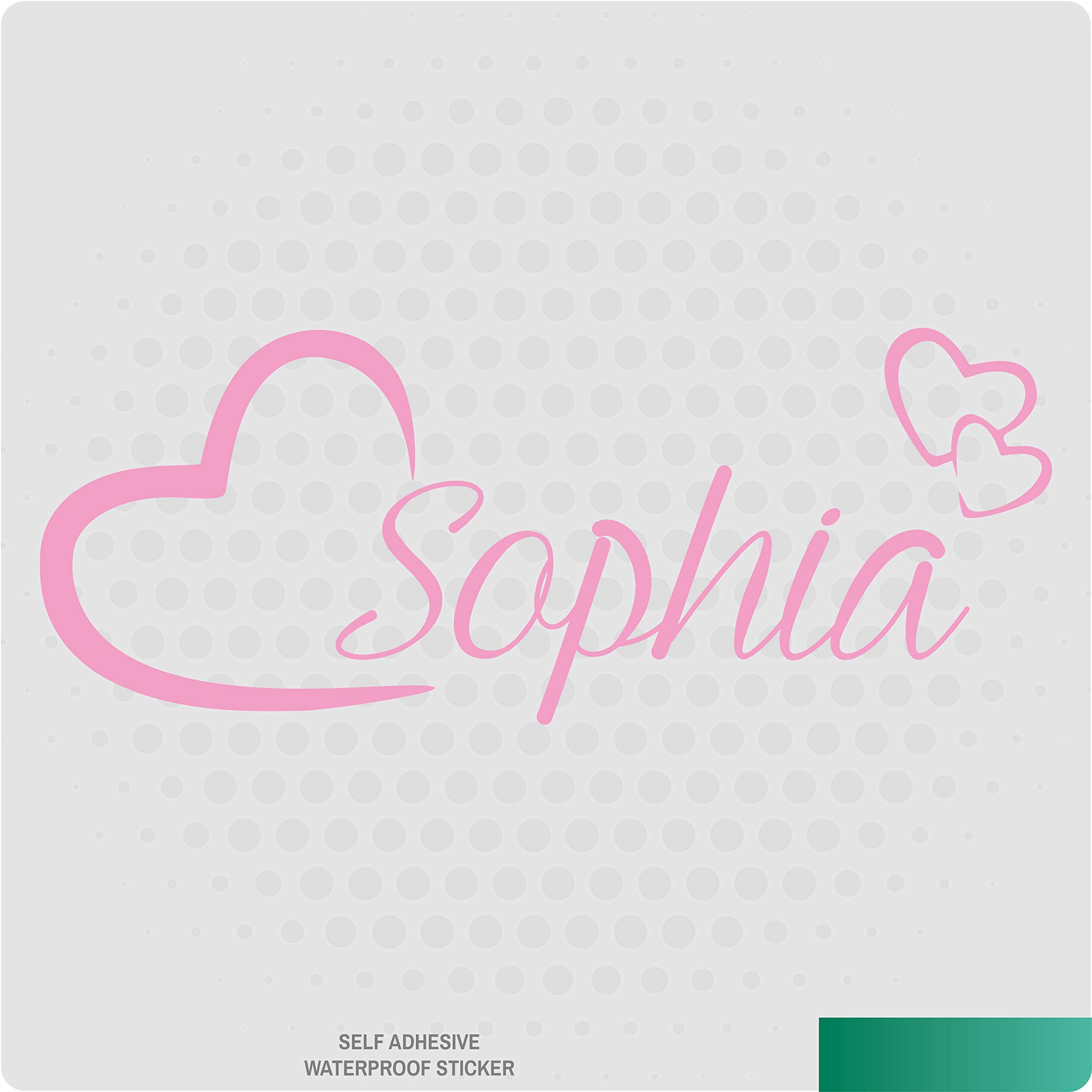 Personalised Name Wall Art Love Hearts Vinyl Sticker Girls Room Bedroom Nursery Baby Pink 30cm Width