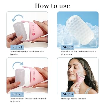 مجموعة أدوات الوجه من BAIMEI IcyMe Ice Roller للوجه وGua Sha، تعمل بكرة الوجه الجليدية على تقليل الانتفاخات وتخفيف الصداع النصفي وأدوات العناية بالبشرة والعناية الذاتية للنساء - وردي