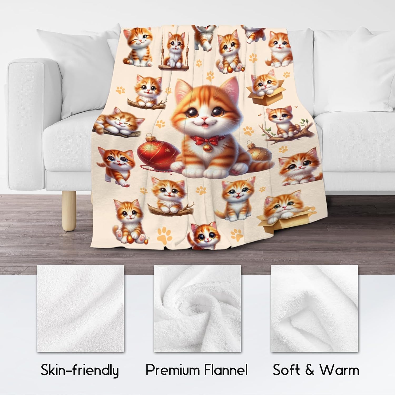 Girls Blankets Gifts Cat Blanket for Cat Lovers Toddlers Granddaughter, 40"x50" Cute Flannel Kids Throw for Couch Sofa - Image 5