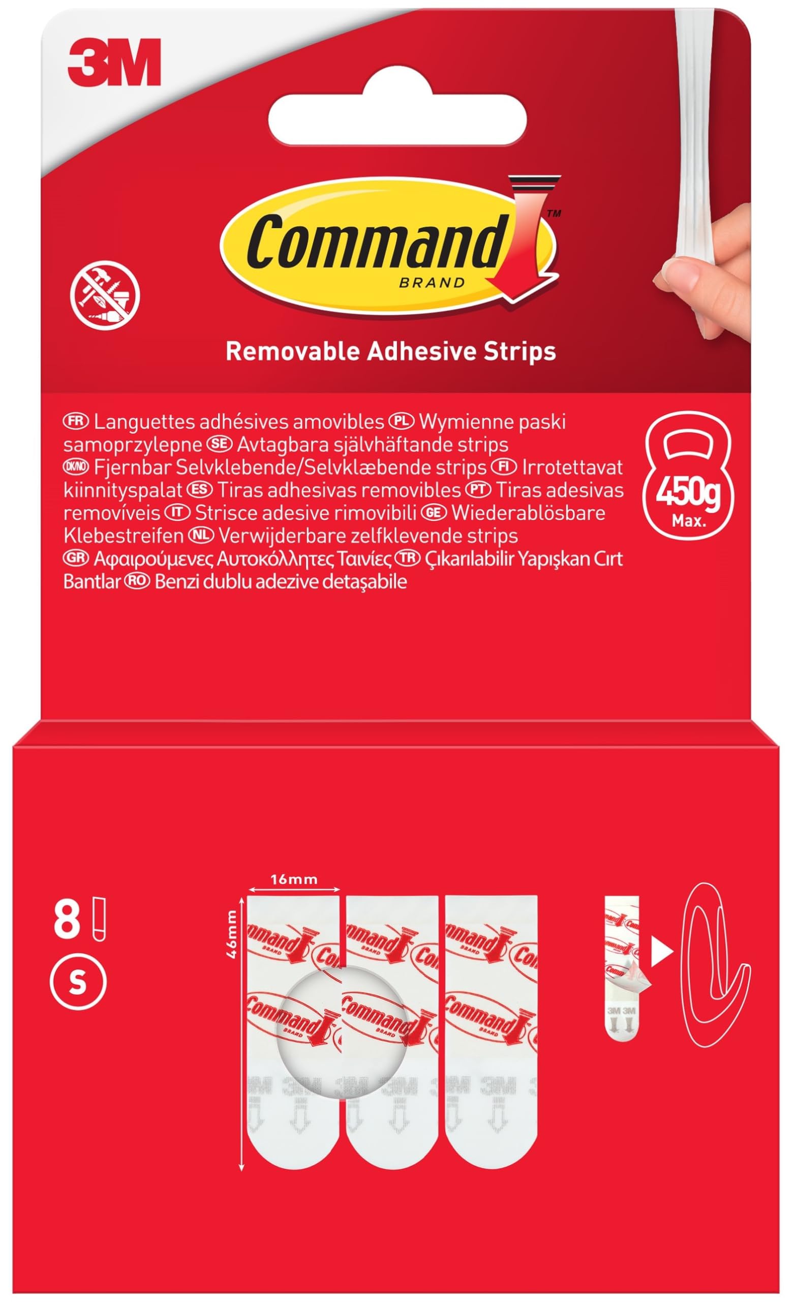 Command Removable Adhesive Strips, Pack of 8 Small Adhesive Strips, White - Damage Free Hanging - No Tools Required