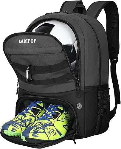 Bolsa de fútbol grande mochila y bolsas de fútbol juvenil para baloncesto, bolsa de voleibol, zapatos de tacos separados y compartimento para