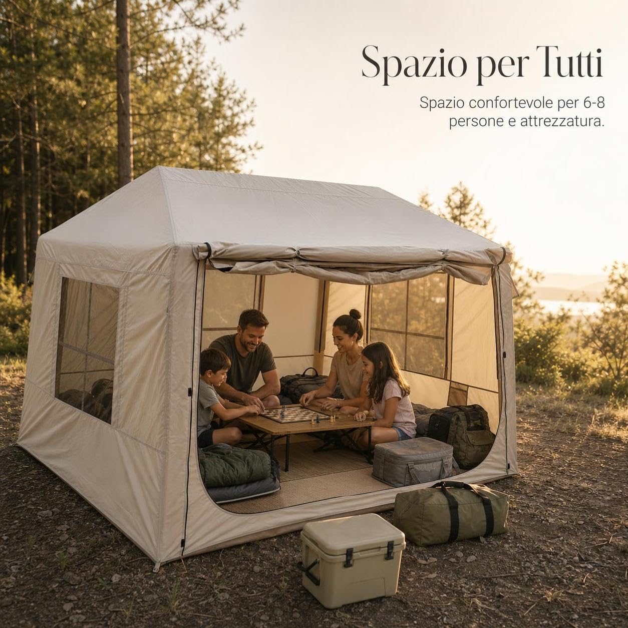 6-8 Gonfiabile da Campeggio, Automatica e Impermeabile per Tutte le Stagioni, per outdoor