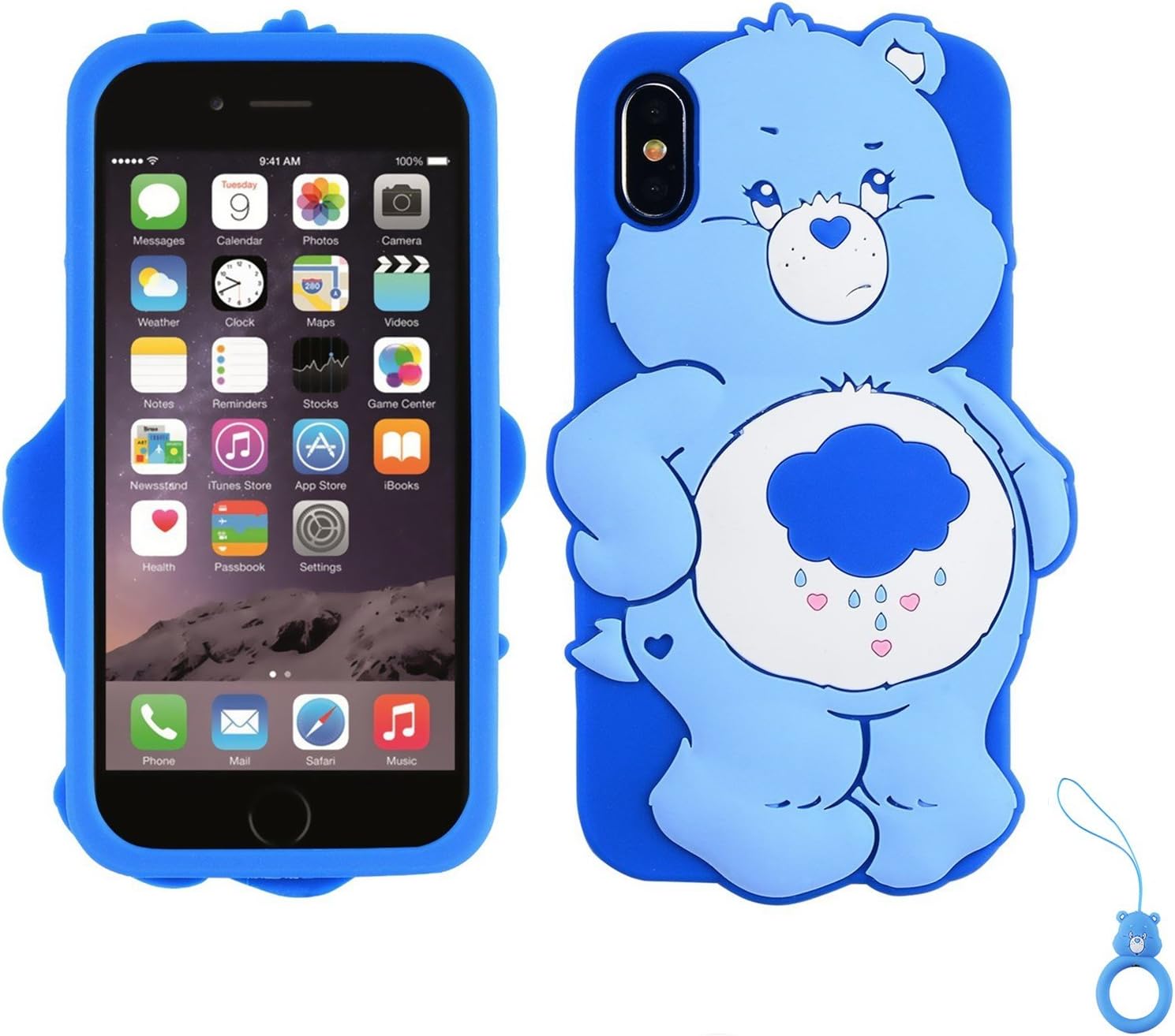 Artbling Case for iPhone XR 6.1",Silicone 3D Cartoon Animal Cover,Kids Girls Teens Cool Lovely Cute Cases,Kawaii Soft Gel Rubber Unique Character Protector+Finger Ring for iPhonXR (Rain Bear)