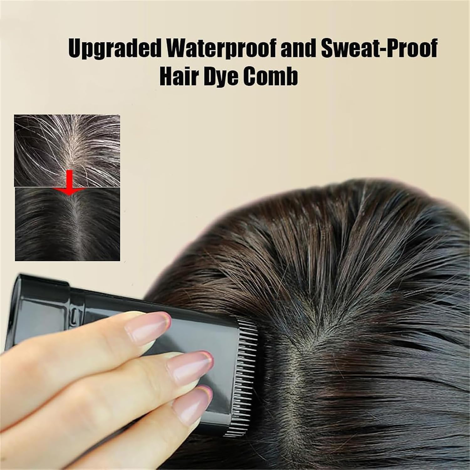 2 unidades Barra de tinte Carylook,Barra de tinte impermeable y resistente al sudor,Barra de retoque portátil con peine,Peine de retoque 2 en 1 para cubrir canas (Negro)