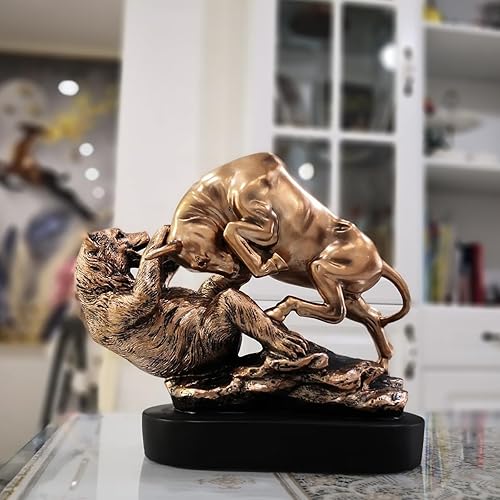 Miniatura 4 de Wall Street - Estatua de toro y oso de bronce de resina para el mercado de valores, escultura de carga para el hogar y la oficina