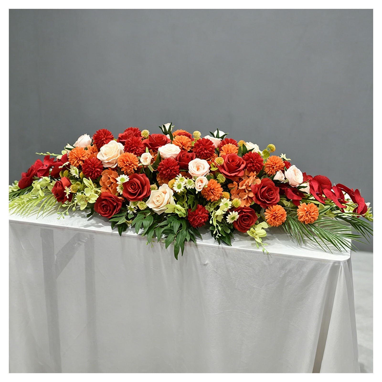 Corporate Floral Decor, Office Meeting Table Arrangement, Business Event Floral, Stylish Artificial Flower Decoration For Professional Scenes, Corporate(Size:130×40×25cm (51.18×15.75×9.84in),Color:H)
