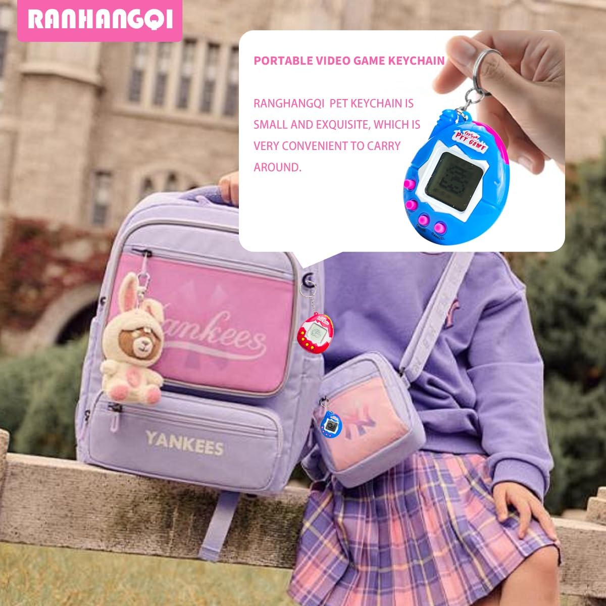 6 Pieces Virtual Electronic Digital Pets Keychain Game Keyring Retro Handheld Game Machine Nostalgic 90s Toy for Boys Girls