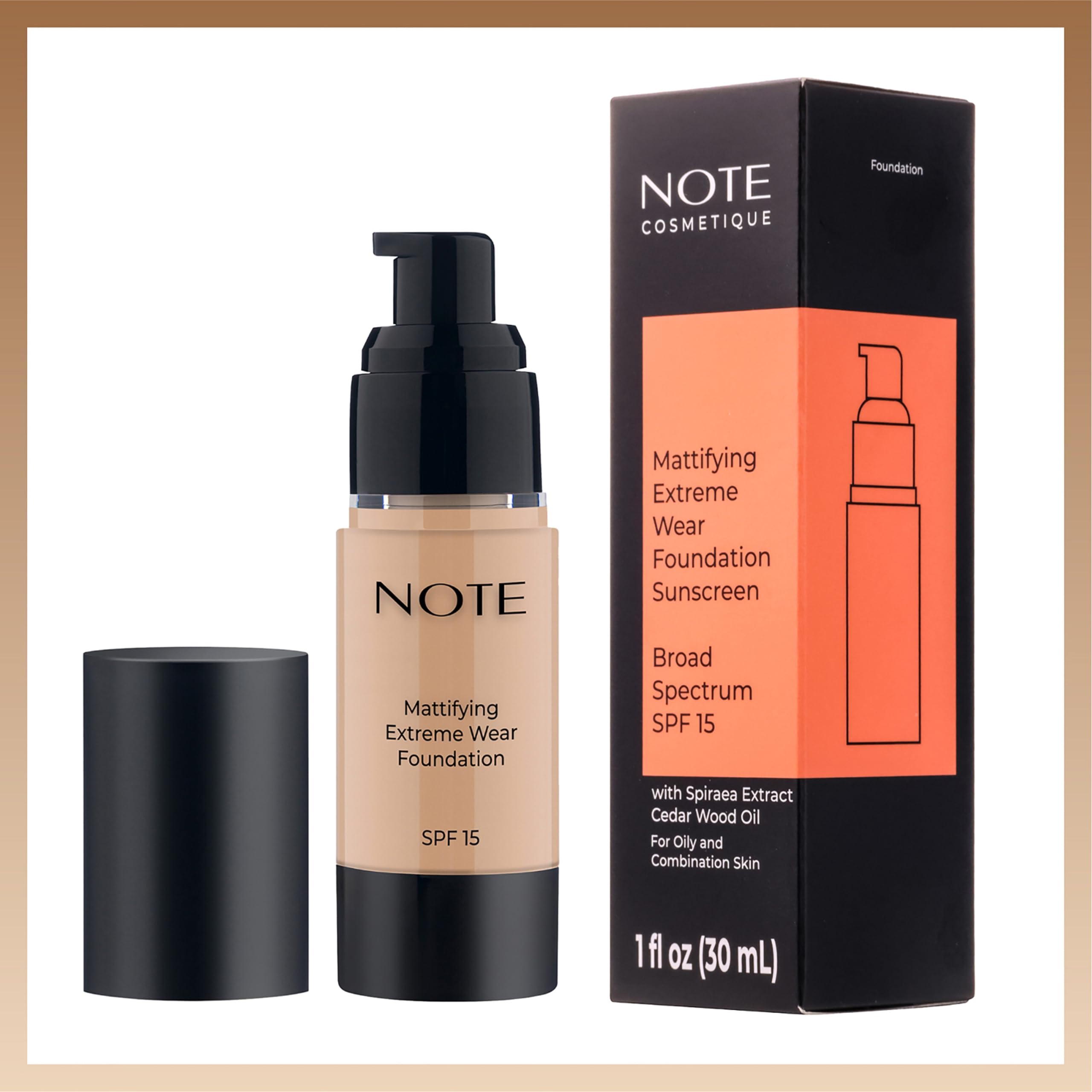 NOTE COSMÉTIQUE - Mattifying Extreme Wear Foundation | Base de Maquillaje Efecto Mate de Larga Duración | Protección SPF 15 | Para Todo Tipo de Pieles (02 Natural Beige)