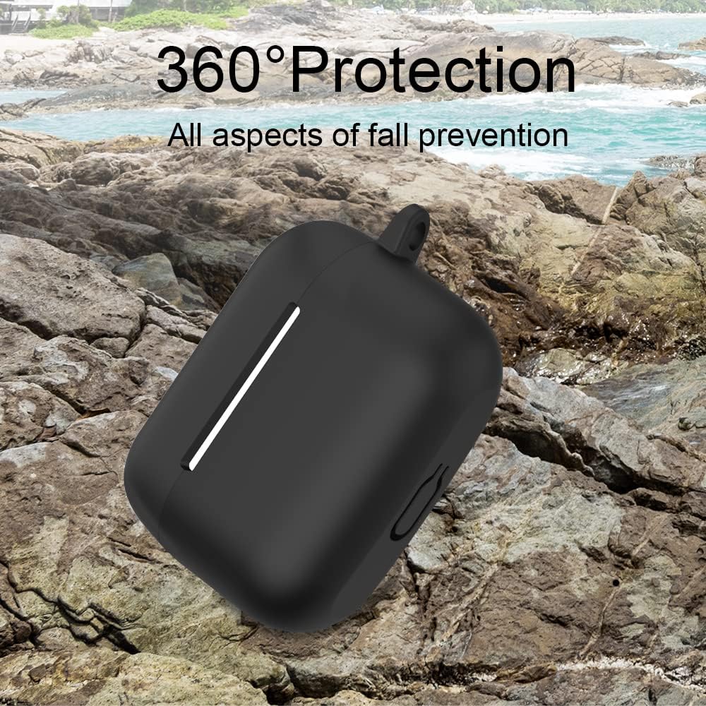 Case Cover Replacement for TOZO NC2 Hybrid Active Noise Cancelling Wireless Earbuds, Black Silicone Protective Skin Sleeve - LEFXMOPHY