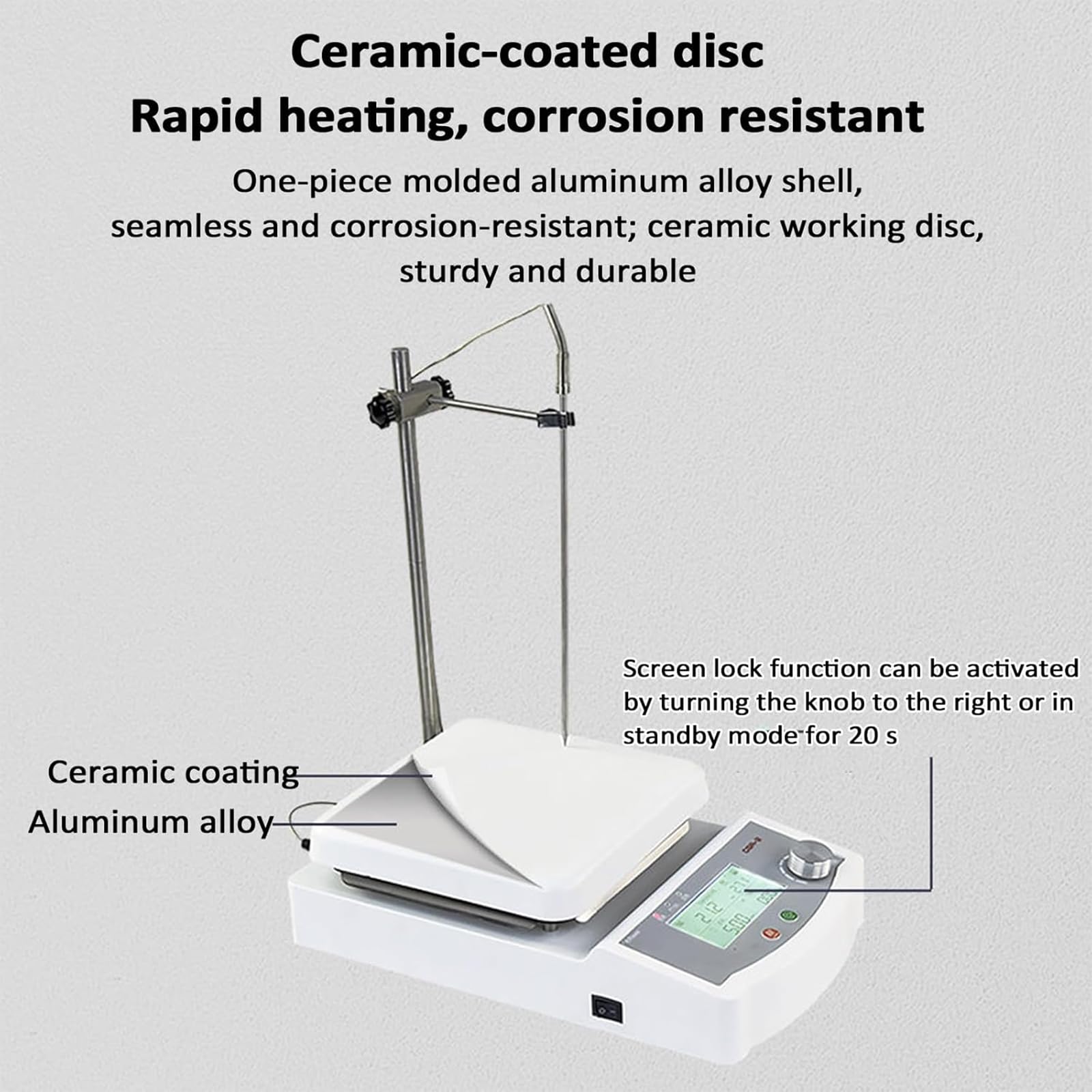 Mieszadło magnetyczne, laboratoryjne mieszadło termostatyczne 20 l, prędkość 100-2000 obr./min, długość 20-80 mm, maksymalna temperatura 360°C, do zastosowań naukowych i kosmetycznych