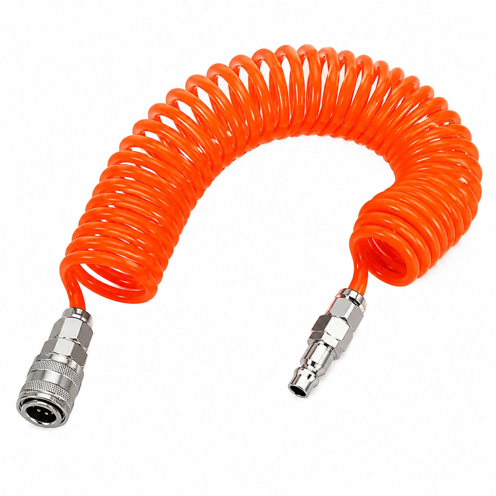 COYOUCO 3-15 Meter pneumatischer Schlauch Orange-Roter PU Spiralluftschlauch mit Anschlüssen 12 mm Außendurchmesser 8 mm Innendurchmesser,9m