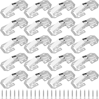 FUNSUEI Pack of 20 Screw-On Hinges 90 Degrees 77 x 32 mm Hinges for Cabinet Doors with Screws Steel Cabinet Hinges Furniture Hinges Kitchen Door Hinges for Cupboard Doors Kitchen Cupboard Clothes