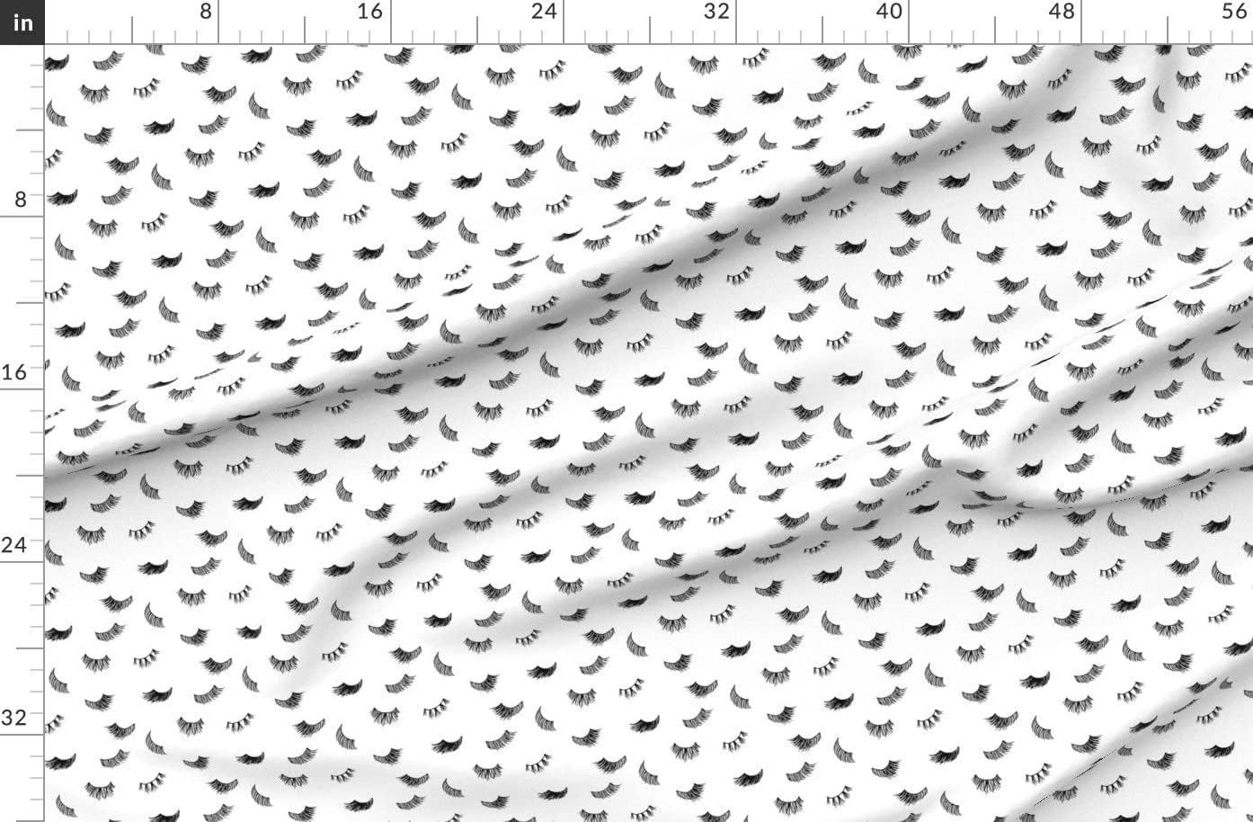 Spoonflower Fabric - Eyelashes Eye Beauty Black White Girls Makeup Printed on Organic Cotton Sateen Fabric by The Yard - Sewing Quilting Apparel Home Decor