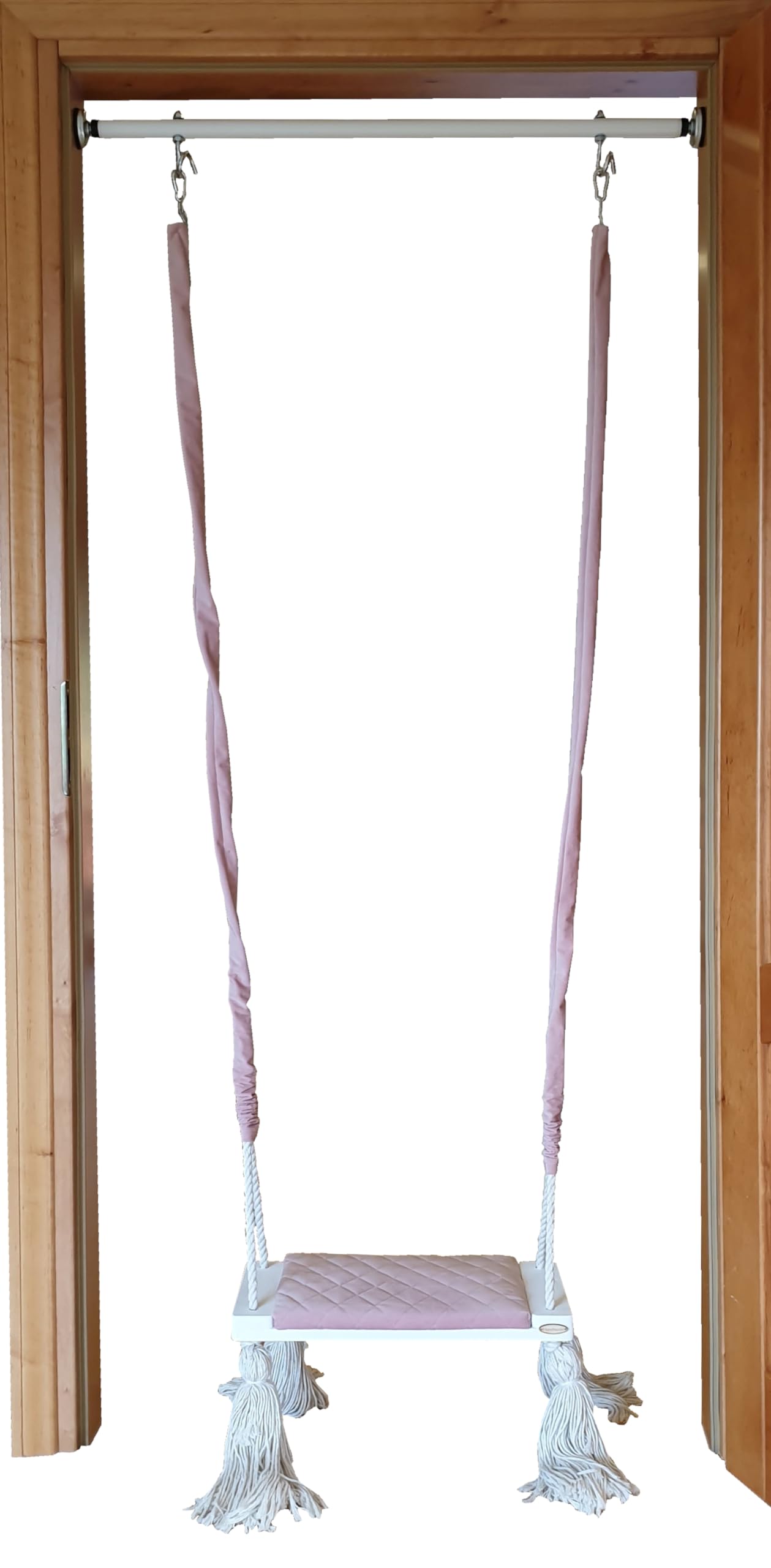 Klimmzugstange - für Türrahmen - mit Haken für Kinderschaukel - Montage ohne Bohren - Reckstange aus Metall - Pull Up Bar - Training-, Fitnessgeräte für Zuhause - Weiß - 70 cm