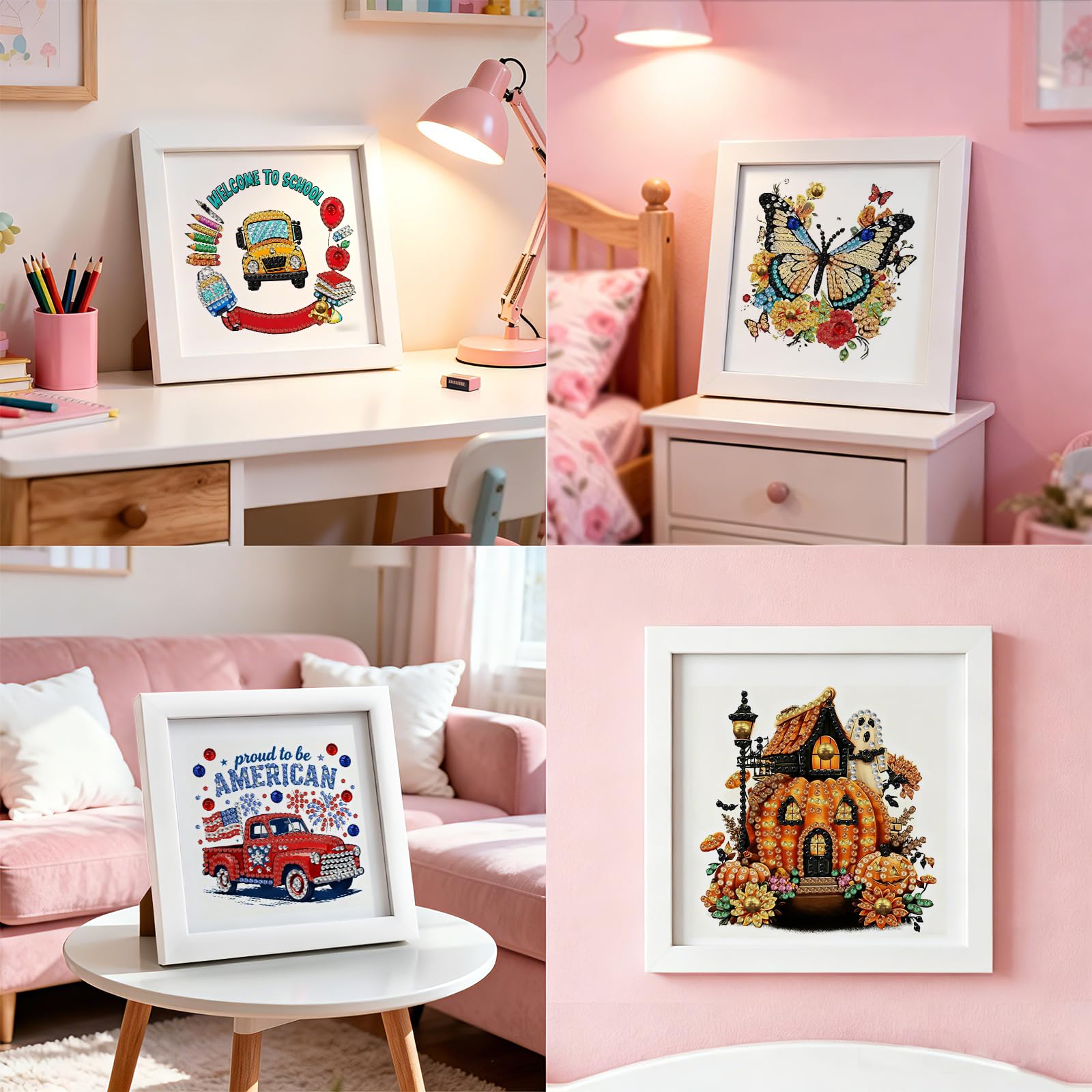 DOZEEZOP Kit per pittura con diamanti per bambini, grandi gemme, per bambini, adulti, principianti, facile fai da te, con bella confezione regalo, decorazione da parete per la casa, 17,8 x 17,8 cm