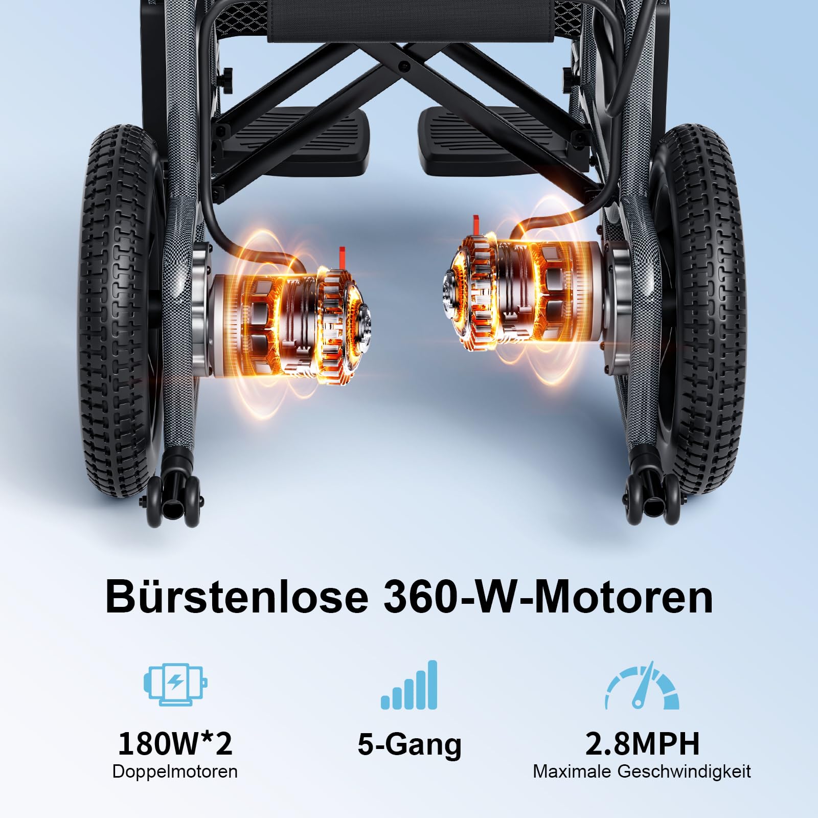Sedia a rotelle elettrica pieghevole, leggera, per adulti, batteria da 10 Ah, portata 16 km, pieghevole, 16,5 kg