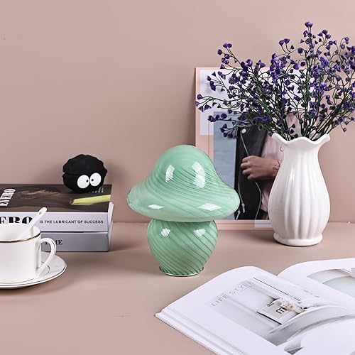 Miniatura 7 de Elegante lámpara translúcida de hongos lámpara de mesa de cristal con luz nocturna LED ajustable, ideal para dormitorio, mesita de noche, sala de