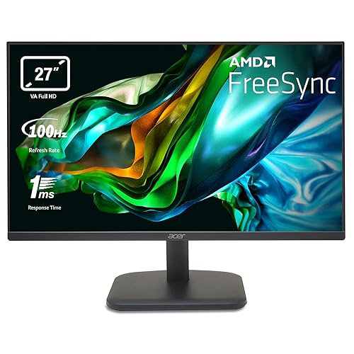 Immagine del prodotto Acer EK271Hbif Monitor PC 27'', Display VA Full HD, 100 Hz, 1ms (VRB), 16:9, FreeSync, VGA, HDMI 1.4, Lum 250 cd/m2, Schermo PC con Contrasto 100M:1, ZeroFrame, Cavo HDMI Incluso, Nero