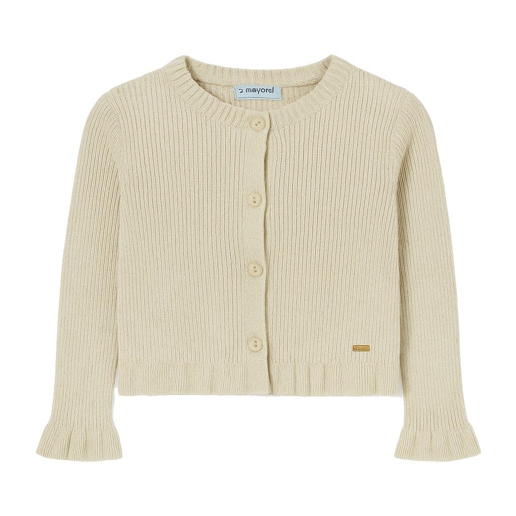 Cardigan in Misto Cotone e Lurex per Bambine e Ragazze, Polsini con Volant, Mayoral 4305, Ragazze Bolero, Golfino Bambina Elegante Bolero Coprispalle Ragazza